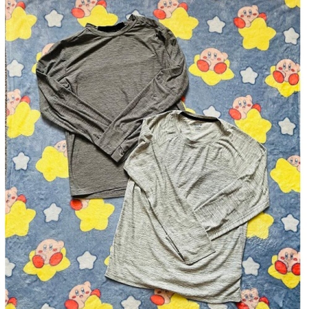 2 long sleeve athletic shirts boys size Large 10-12